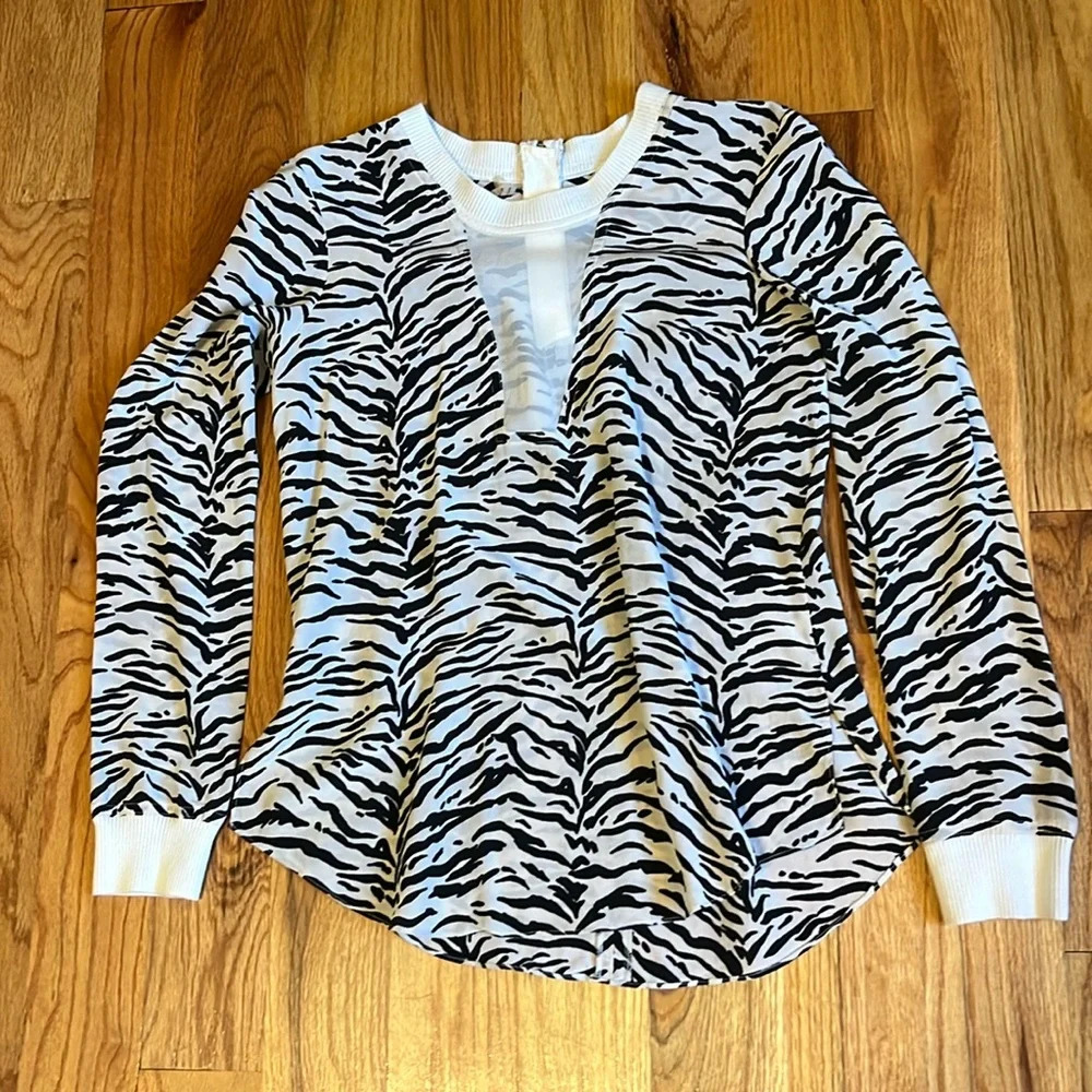 Rebecca Taylor Silk Zebra Print Sheer Blouse